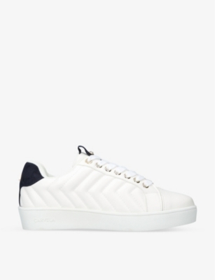 Carvela Joyful Quilted Low-top Faux-leather Trainers In White/navy