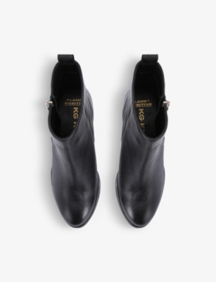 Shop Kg Kurt Geiger Women's Black Tame Logo-embellished Faux-leather Heeled Ankle Boots