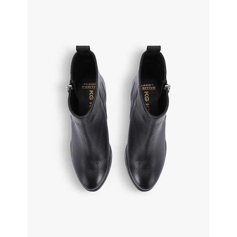 Shop Kg Kurt Geiger Tame Logo-embellished Faux-leather Heeled Ankle Boots In Black