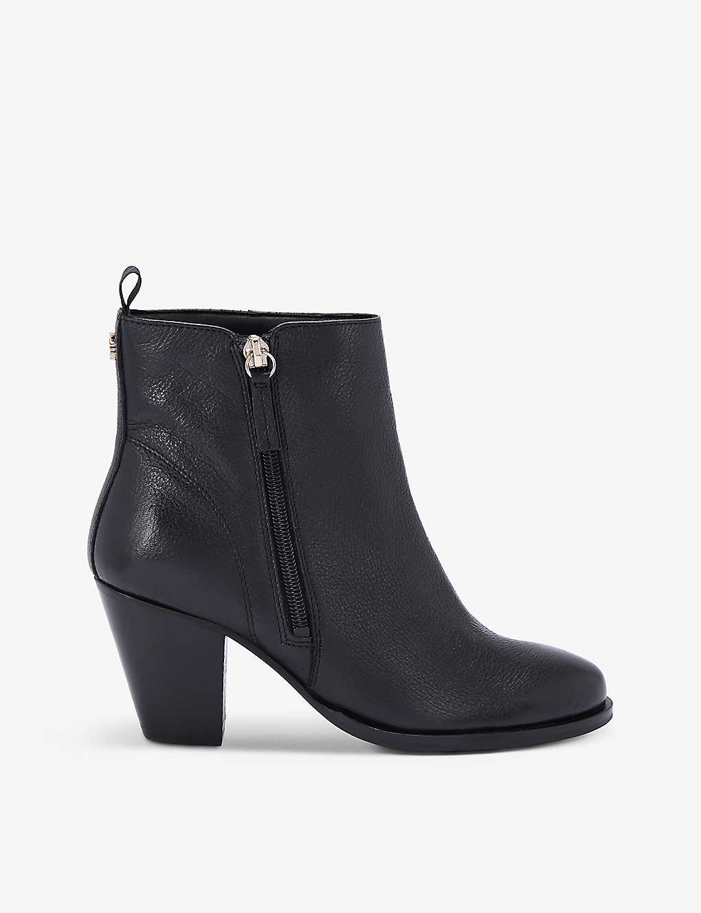 Shop Kg Kurt Geiger Tame Logo-embellished Faux-leather Heeled Ankle Boots In Black