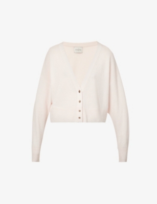 LE KASHA: V-neck cropped organic cashmere-knitted cardigan