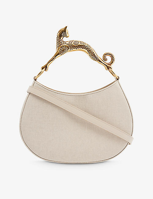 LANVIN: Cat canvas and leather hobo bag