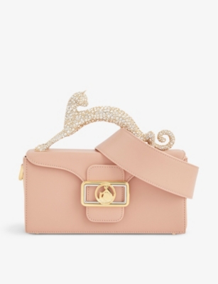 Lanvin Womens Nude Gold Pencil Cat Nano Leather Top-handle Bag