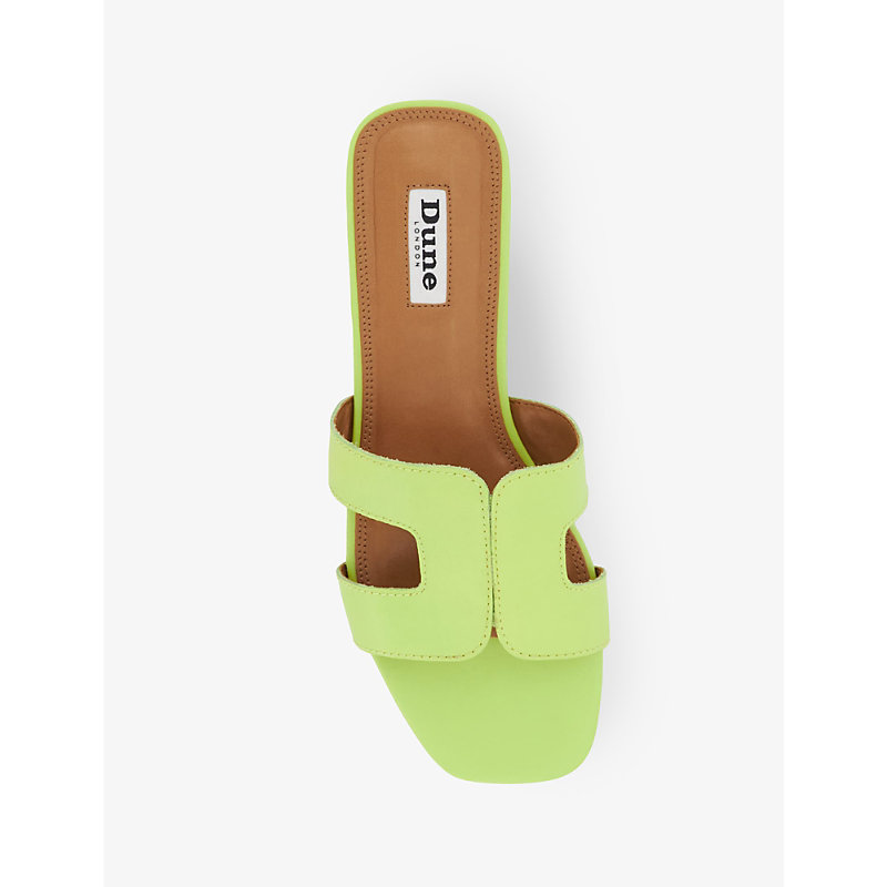 Shop Dune Women's Lime Green-leather Loupe Square-toe Cut-out Leather Sandals