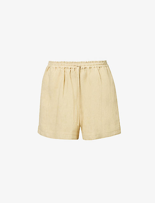 LE KASHA: Mid-rise elasticated-waistband linen shorts
