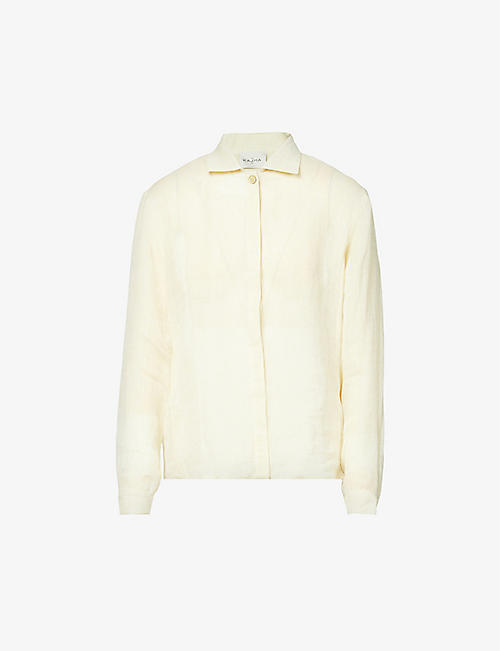 LE KASHA: Semi-sheer relaxed-fit linen shirt