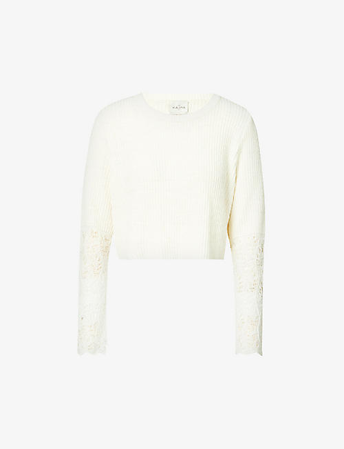 LE KASHA: Relaxed-fit cropped organic-linen knitted jumper