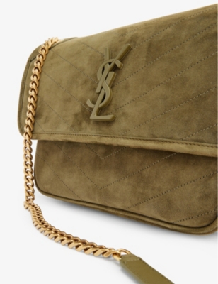 Saint Laurent Baby Niki Loden Green Suede Leather Shoulder Bag New