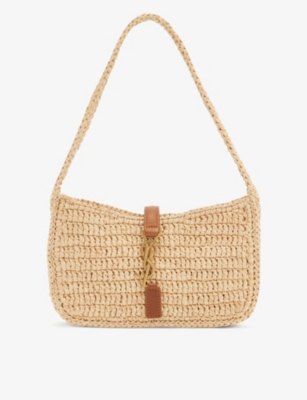 SAINT LAURENT - Le 5 à 7 monogram mini raffia hobo bag | Selfridges.com