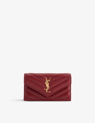 SAINT LAURENT SAINT LAURENT WOMEN'S OPYUM RED MONOGRAM-EMBELLISHED QUILTED LEATHER WALLET,67223764