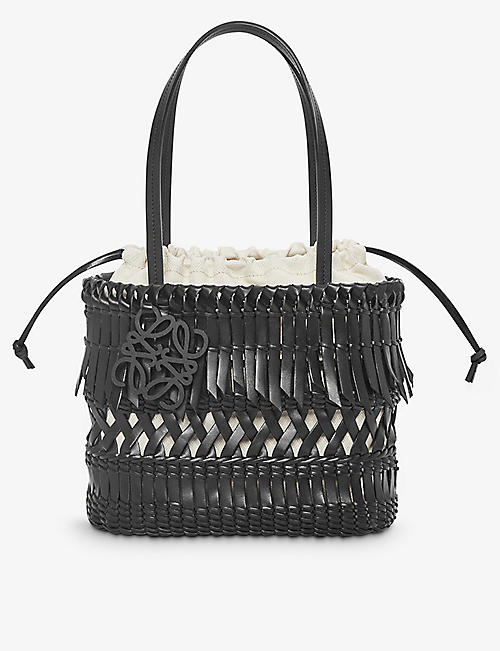 LOEWE: Loewe Paula’s Ibiza Fringe Square leather bucket bag