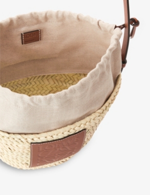 LOEWE: Loewe x Paula’s Ibiza Pochette logo-patch raffia and leather basket bag