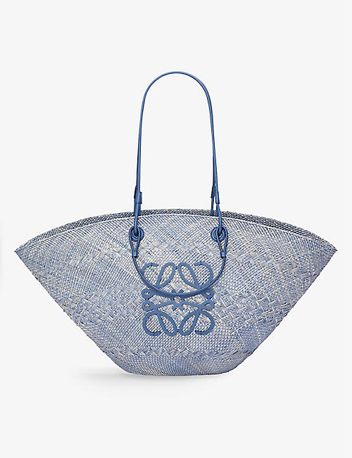 LOEWE: Loewe x Paula's Ibiza Anagram-embroidered large palm and leather basket bag