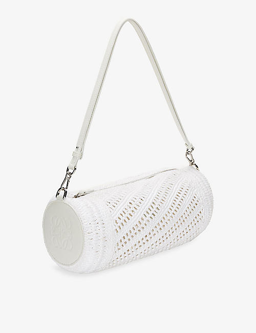 LOEWE: Loewe x Paula's Ibiza Bracelet Pouch pleated raffia clutch bag