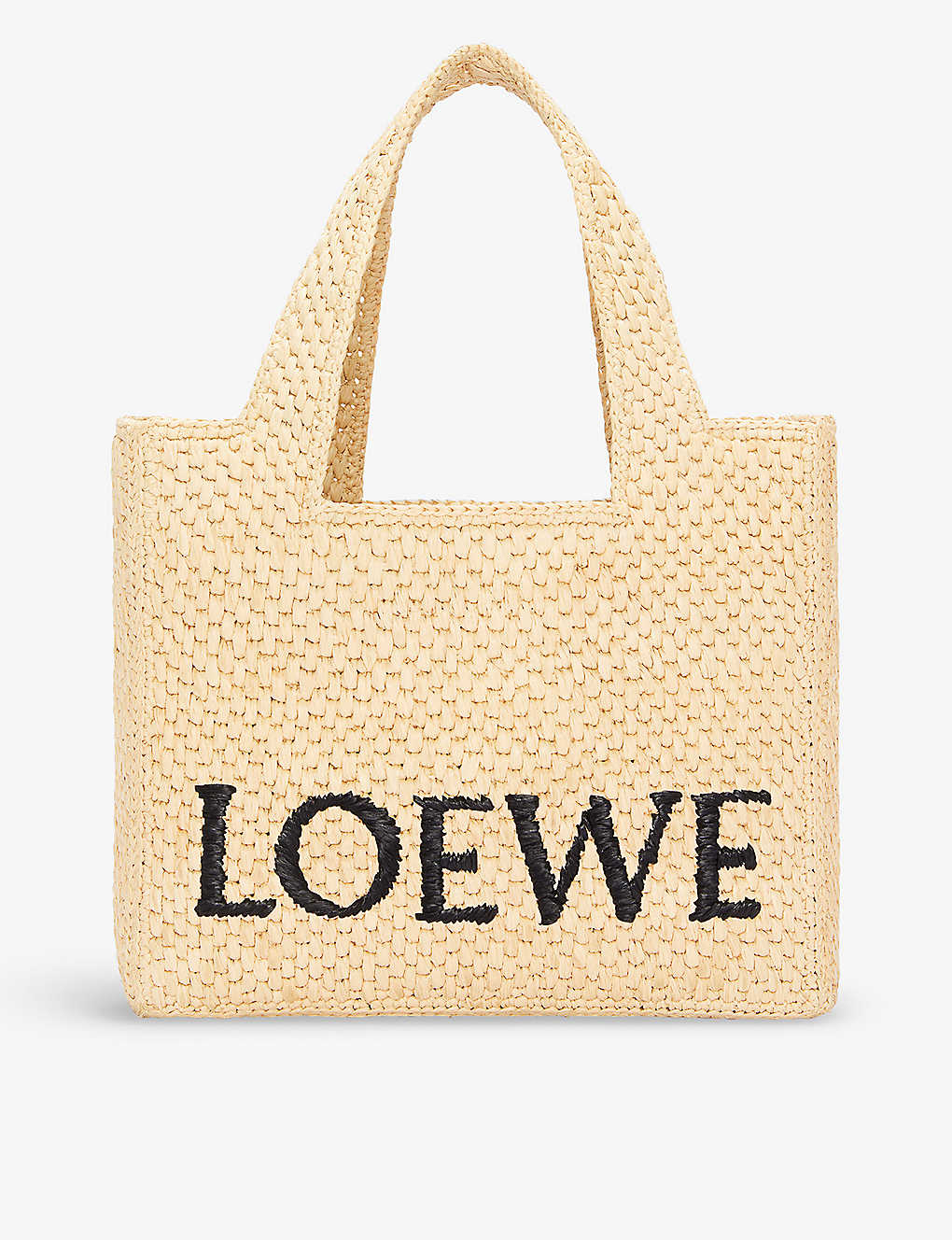 Loewe Font Small Raffia Tote Bag In Beige