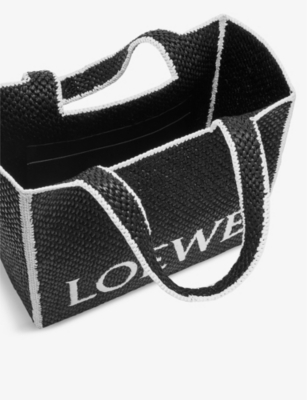 Shop Loewe Womens Black X Paula's Ibiza Large Raffia Tote Bag