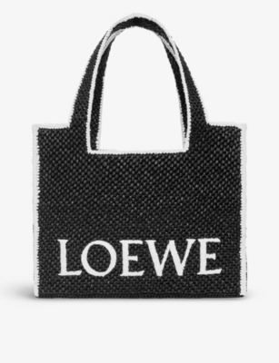 Shop Loewe Womens Black X Paula's Ibiza Large Raffia Tote Bag