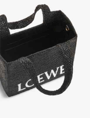 Shop Loewe Womens Black X Paula's Ibiza Medium Logo-print Raffia-blend Top-handle Bag