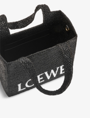 LOEWE: Loewe x Paula's Ibiza medium logo-print raffia-blend top-handle bag