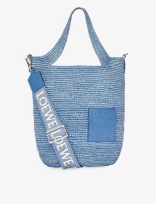 Loewe + Paula's Ibiza Slit Leather-trimmed Woven Raffia Tote