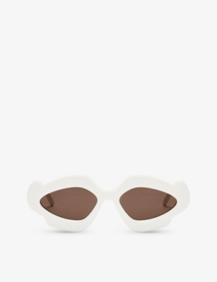 Loewe Flame Acetate Oval Sunglasses In Ivory