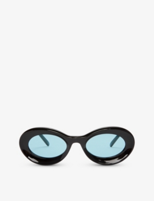 Loewe Loop Oversized Round-frame Acetate Sunglasses In Shiny Black