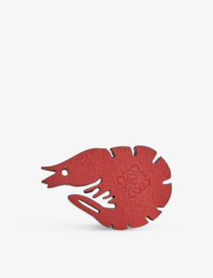 Shop Loewe Women's Red/tan Leather Shrimp Charm