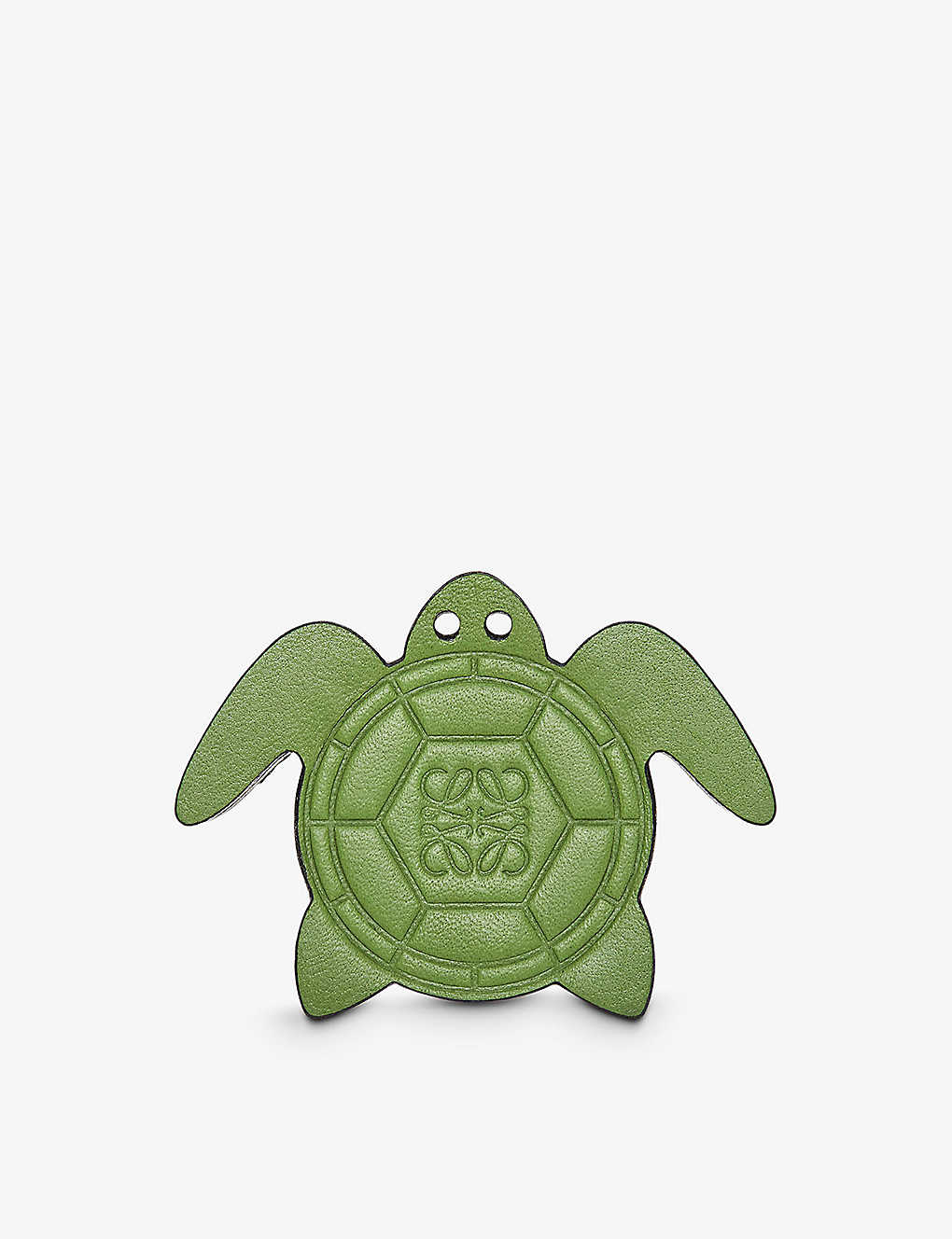 Loewe Leather Sea Turtle Keychain In Spring Green/tan
