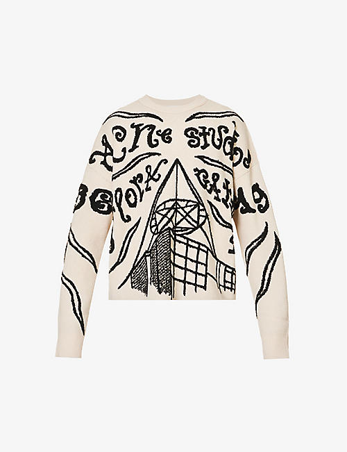 ACNE STUDIOS: Kuis Antenne graphic-intarsia knitted jumper