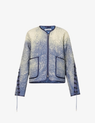 Acne Studios Lacing Quilted Jacket In Mid Blue