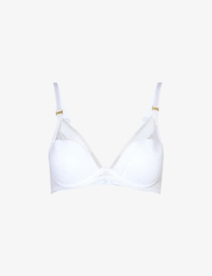 CHANTELLE: Graphic Allure lace-overlay stretch-mesh T-shirt bra