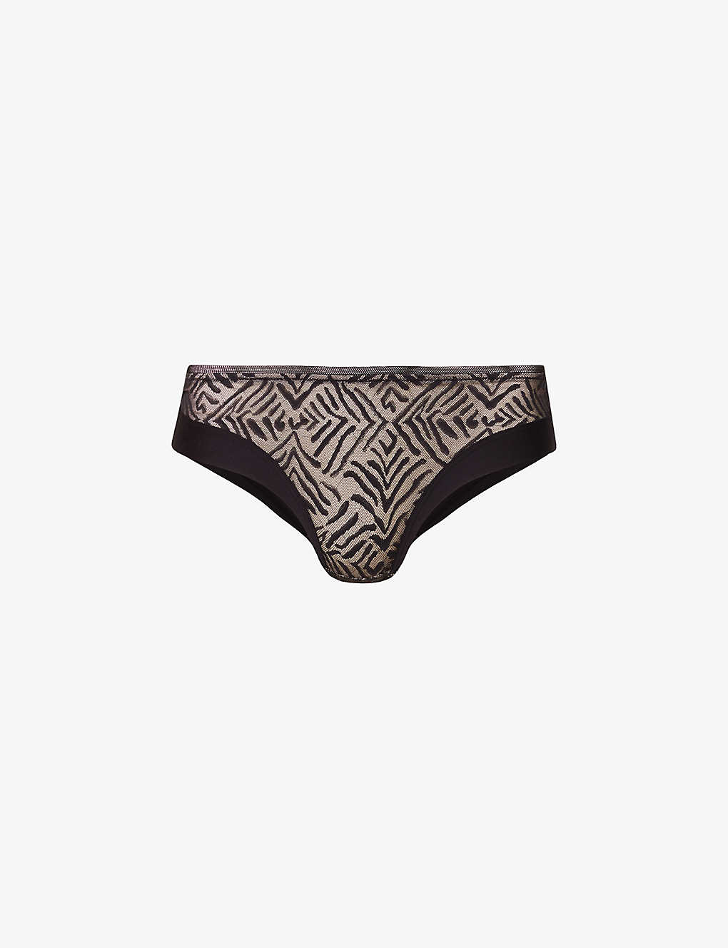 Chantelle Womens Black Graphic Allure Lace-overlay Mid-rise Stretch-mesh Briefs