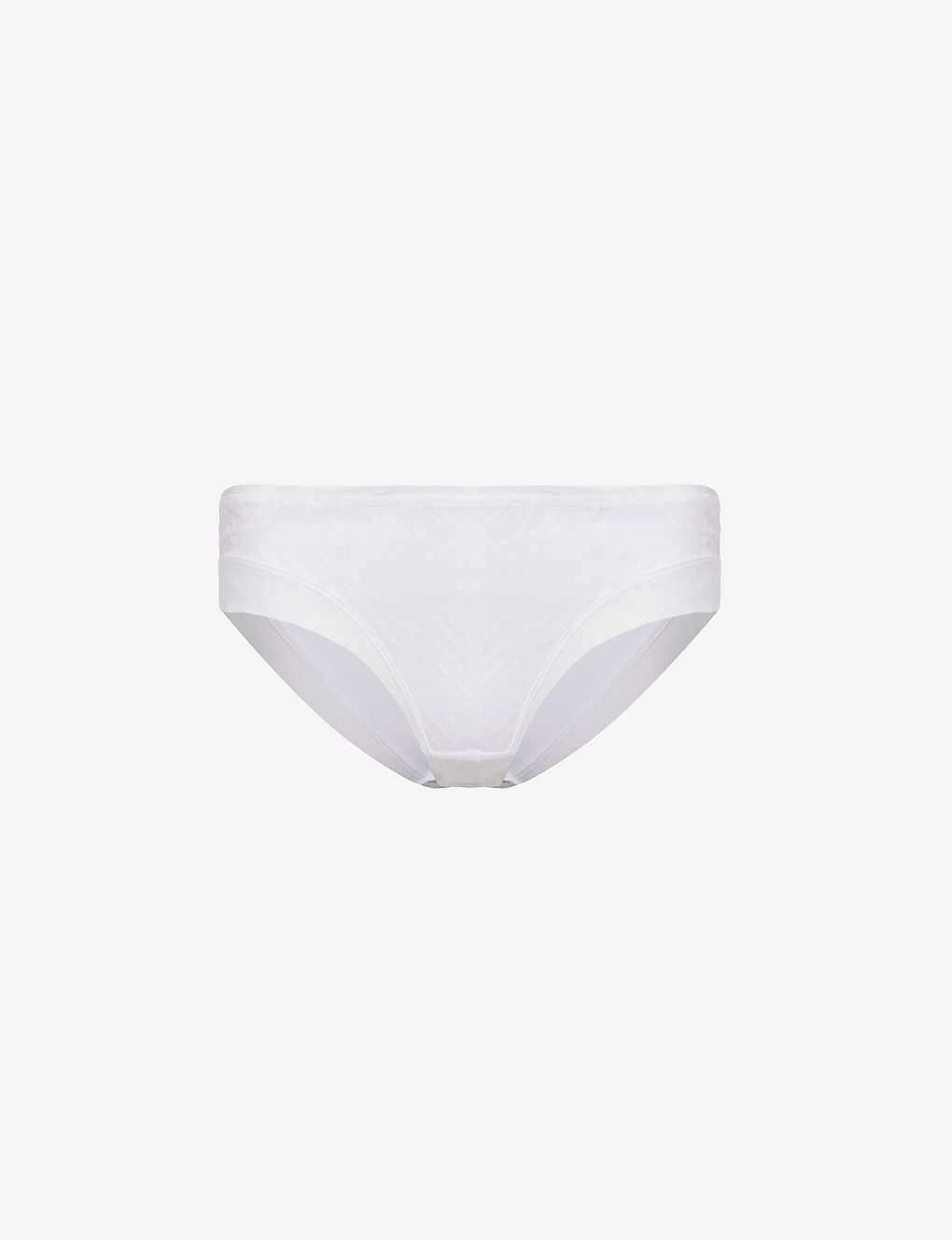 Chantelle Womens White Graphic Allure Lace-overlay Mid-rise Stretch-mesh Briefs