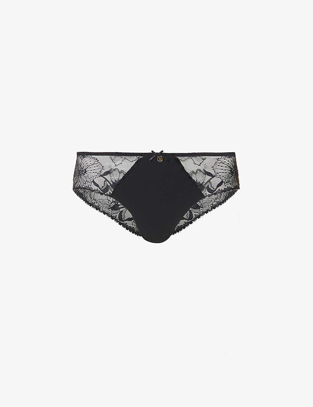 Chantelle Womens Black Orchids Branded-charm Stretch-woven Briefs