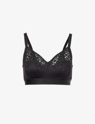 Shop Chantelle Norah Floral-embroidered Stretch-woven Bra In Black