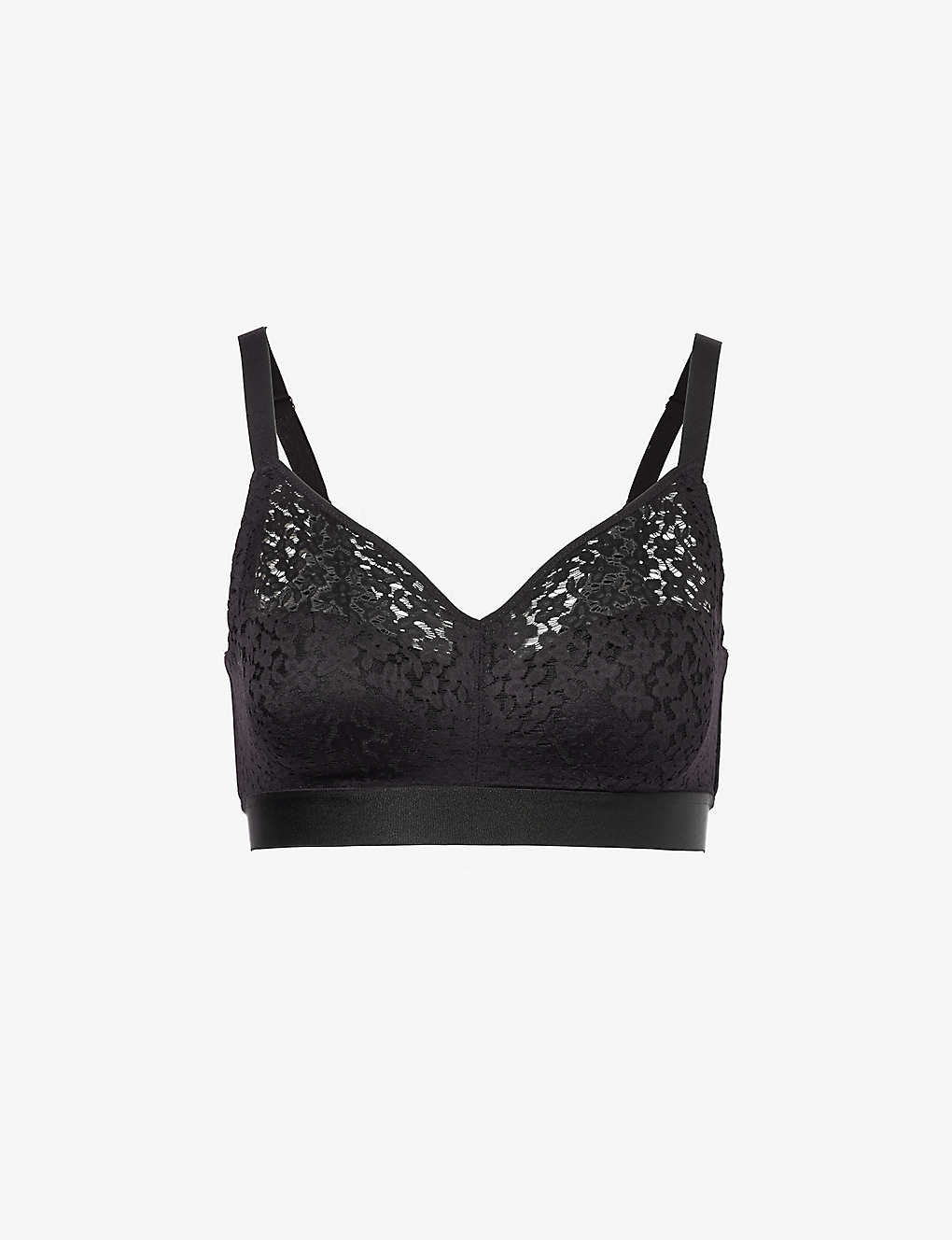 Shop Chantelle Womens Black Norah Floral-embroidered Stretch-woven Bra