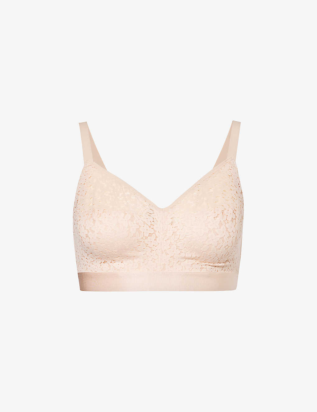 Shop Chantelle Norah Floral-embroidered Stretch-woven Bra In Golden Beige