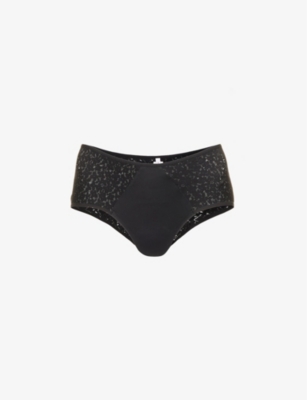 Chantelle Womens Black Norah Floral-embroidered Stretch-lace Briefs