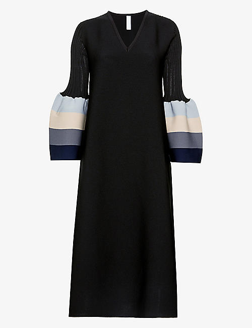 CFCL: Pottery bell-sleeve recycled polyester midi dress
