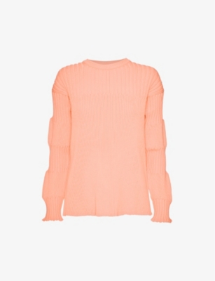 Fluted Pleated Recycled-polyester Top In Salmon