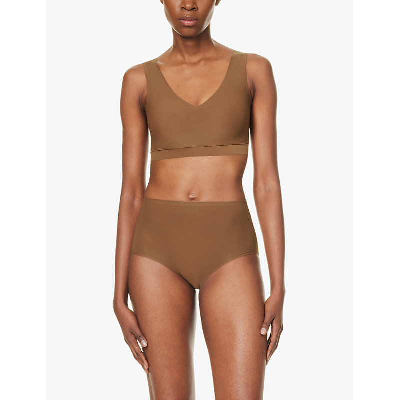 Shop Chantelle Soft Stretch High-rise Stretch-woven Briefs In Cocoa