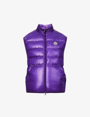 MONCLER MONCLER MEN'S PURPLE AUBE BRAND-PATCH REGULAR-FIT SHELL-DOWN GILET,67238812