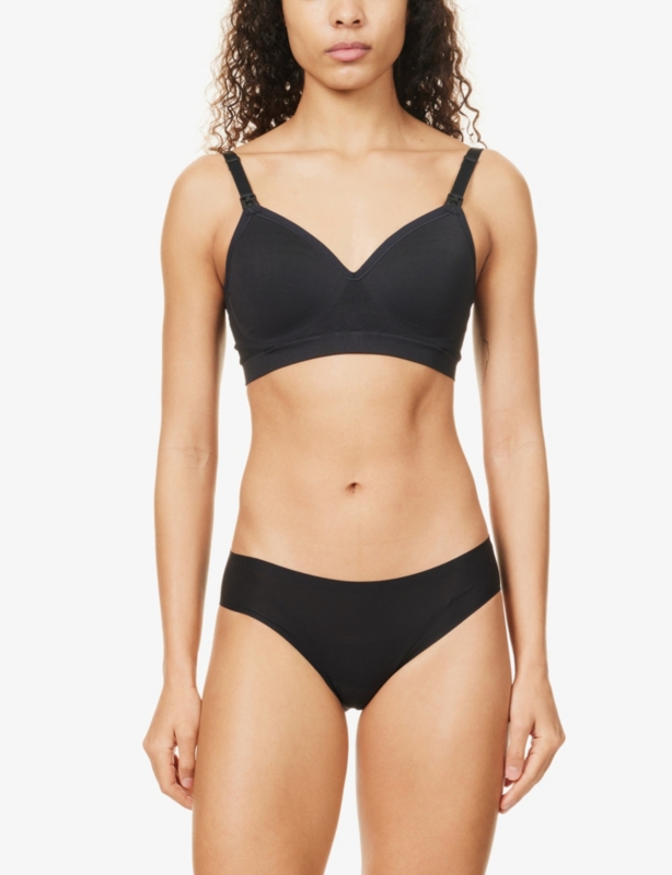 Plunge nursing-clips stretch nylon-blend bra