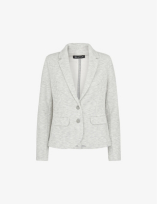 Whistles Womens Grey Slim-fit Single-breasted Cotton-jersey Jacket