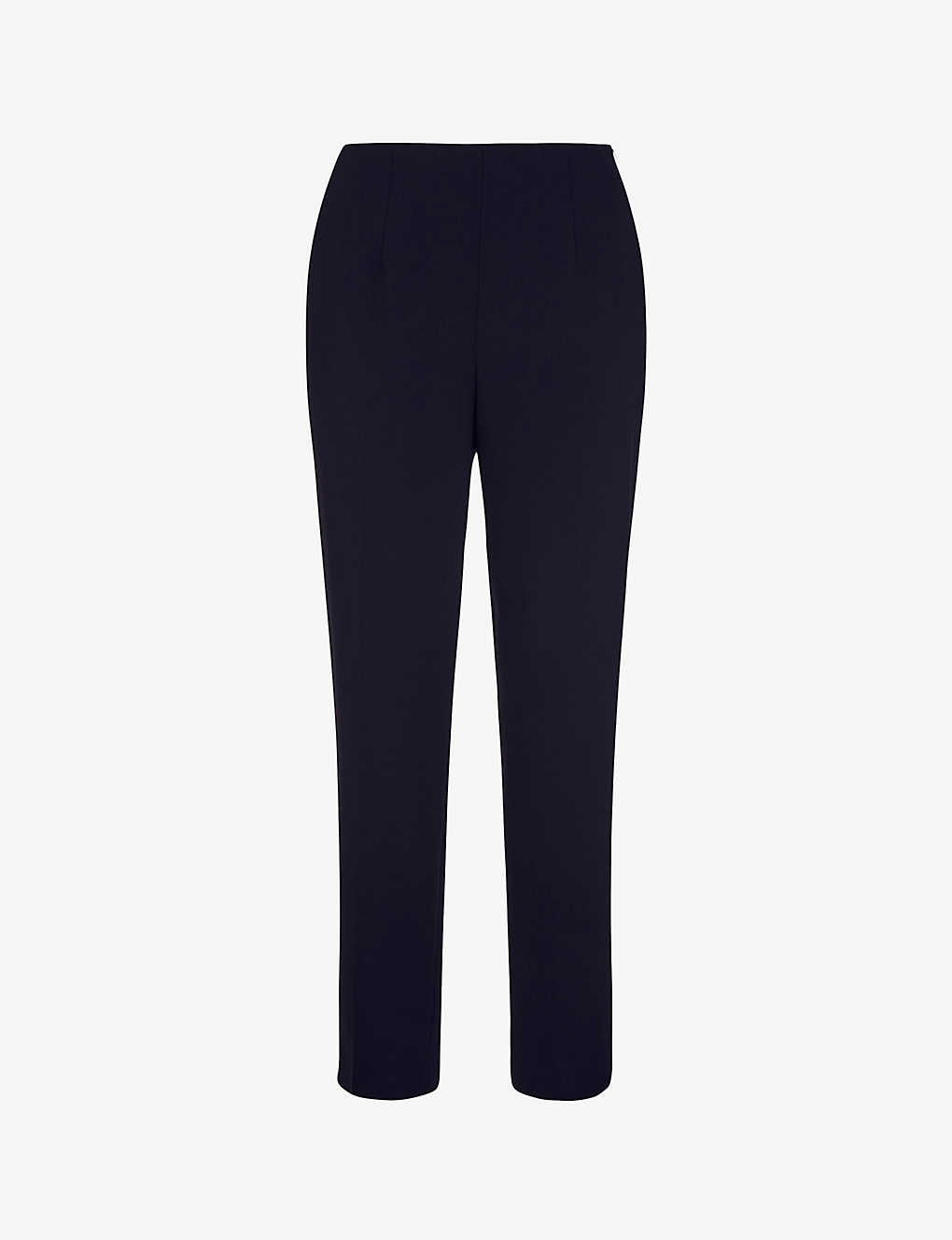 Whistles Womens Navy Ella Cropped Slim-leg Mid-rise Stretch-woven Trousers
