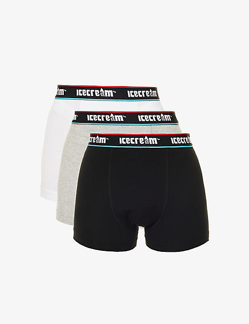 ICECREAM: Logo-waistband mid-rise stretch-cotton trunks
