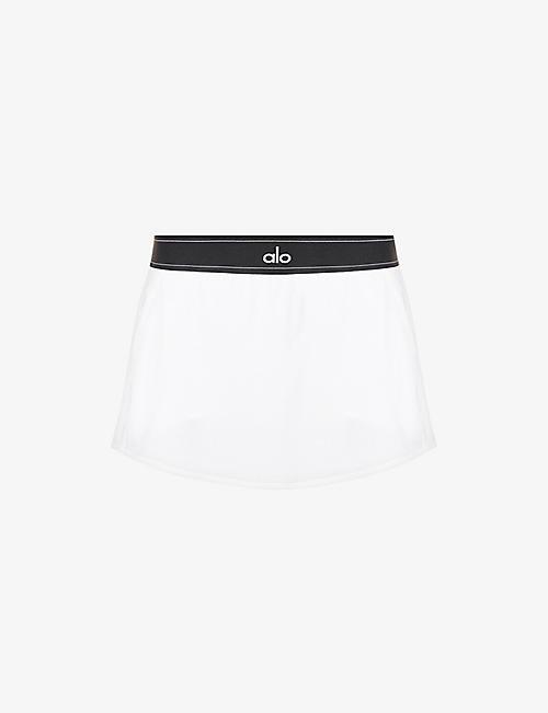ALO YOGA: Match Point logo-waistband stretch-woven mini skirt