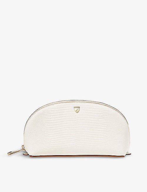 ASPINAL OF LONDON: Madison logo-embellished zipped grained-leather cosmetic case