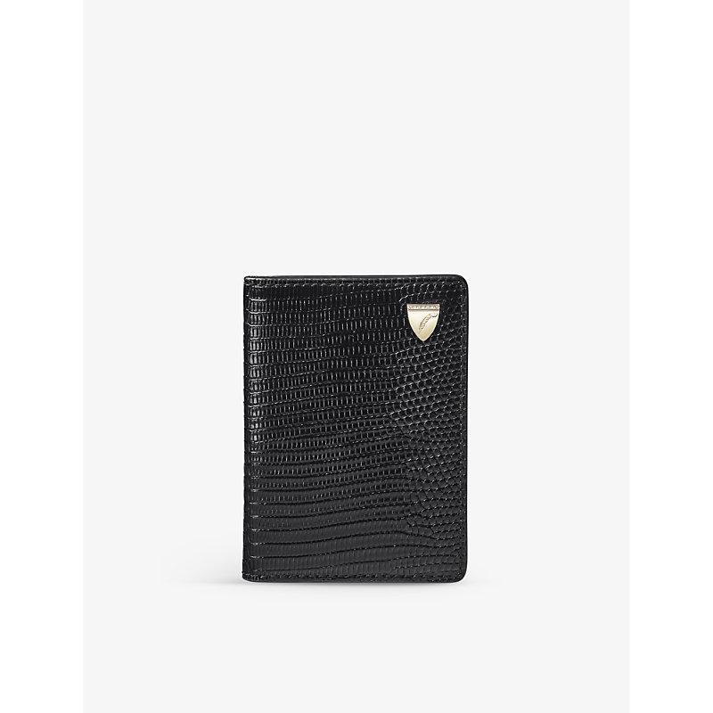Aspinal Of London Black Logo-embossed Leather Id And Travel Card Case