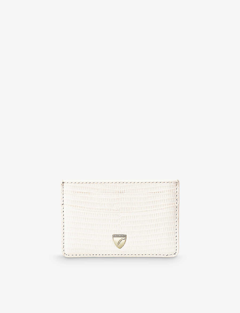 Aspinal Of London Womens White Lizard-embossed Slim Leather Cardholder